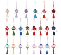 arricraft 21 Pcs Jewelry Bags Drawstring, Colorful Chinese Style Cloth Flower Hanging Storage Bags with Tassel Jewelry Pouches Bags Gift Pouches for Wedding Necklace Jewelry Bead