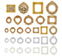 arricraft 21 Pcs Vintage Resin Picture Frame, 21 Styles Mini Photo Frame Tiny Antique Frames Jewelry Display Frame for Jewelry Display Holiday Party Christmas Hotel Decor