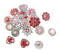 arricraft 24 Pcs 18/27mm Rhinestones Snaps Jewelry Charms Ginger Buttons for Interchangeable Snaps Jewelry Making Women DIY Bracelets Necklaces Rings Brooch Accessories (Red and Pink)