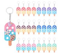 arricraft 24 Pcs Decorative Keychain Pendant, 6 Colors Ice Cream Shapes DIY Keychain Making Kit Arts and Crafts Supplies Fashion Accessories Bag Charm Decorative Buckle for Luggage
