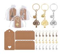 arricraft 24 Sets Employee Appreciation Gifts, Alloy Tree of Life Keychain Comes with Kraft Thank You Card Organza Gift Bag for Team Appreciation Social Worker Colleague Gift Set
