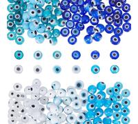 arricraft 240 Pcs 6mm Lampwork Evil Eye Beads, 12 Styles Lucky Flat Round Loose Handmade Round Spacer Beads for DIY Bracelet Necklaces Crafting Jewelry Making