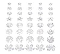 arricraft 240 Pcs Flower Bead Caps, 12 Styles Silver Mixed Tibetan Beads Flower Shaped End Caps Multi-Petal Tiny Bead Ends Spacers Charms for Jewelry Craft Necklace Bracelet Making