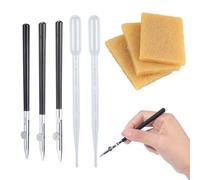 arricraft 3 Pcs Art Ruling Pens, Art Ruling Pen Drawing Tool for Masking Fluid Fine Lines and Technical Drawings, with 3 Pcs Eraser, 10 Pcs 3ML Plastic Dropper, 3 Sizes (Black)