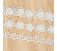 arricraft 3 Yards Pearl Floral Lace Trim, 3 Styles White Flower Applique Trim Applique Lace for Sewing DIY Crafts Decoration Clothes Wedding Dress Embroidery
