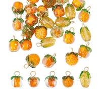 arricraft 30 Pcs Handmade Lampwork Glass Fruit Charms, 5 Styles Crystal Food Charms Mini Strawberry Pendants for Women DIY Crafts Jewelry Making