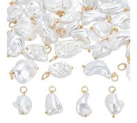 arricraft 30 Pcs Rock Shape Baroque Pearl Charms, Freshwater Pearls Bead Pendants with Jump Ring Irregular Pearl Charms for DIY Earrings Bracelet Necklace Jewelry Making, 22-26mm Long