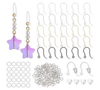 arricraft 300 Pcs Earring Making Kit, 5 Colors Clear Fishhook Earring Hooks Earring Making Kits with Jump Rings and Clear Rubber Earring Backs for Sensitive Ears