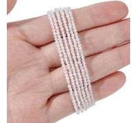 arricraft 360 Pcs 2mm Natural White Moonstone Spacer Beads, 2 Strands 2 Styles Faceted Round Natural Gemstone Loose Beads Strands for DIY Bracelet Necklaces Crafting Jewelry Making