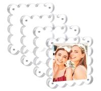 arricraft 4 Pack Clear Picture Frames, Acrylic Photo Frame 4×4 Inch Double Sided Photo Frame with Scalloped Edges for Family, Perfect Decorate Birthday Wedding Party