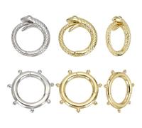 arricraft 4 Pcs 2 Colors Filled Round Snake Clasp, Gold and Silver Sun O Ring Round Snake Carabiner Snap Clip Trigger Spring Keyring Buckle for DIY Handbag Purse Jewelry Connector