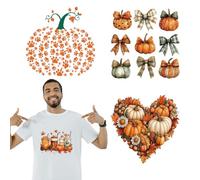 arricraft 4 Pcs Autumn Theme Heat Transfer Film Logo Stickers Set, 4 Styles Harvest Season Pumpkin Pattern Heat Transfer Stickers Iron on Decals for T-Shirts Patches Bags Hats DIY Crafts