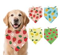 arricraft 4 Pcs Cute Fruit Polyester Pet Bandanas, Strawberry Lemon Dog Scarf Washable Triangle Fabric Pet Bandanas for Small Medium Large Cat and Dog Clothing Accessories Summer Party Decorations