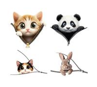 arricraft 4 Pcs Iron on Decals Patches, 4 Sizes Zipper Animals Iron on Stickers Heat Cute Cartoon Kittens Pandas Bunny Transfer Stickers Plastic Washable Patches for Clothes Backpacks Cover