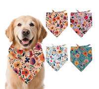 arricraft 4 Pcs Polyester Pet Bandanas, Beautiful Flowers Dog Scarf Washable Triangle Fabric Pet Bandanas for Small Medium Large Cat and Dog Clothing Accessories Summer Party Decoration 68x48cm