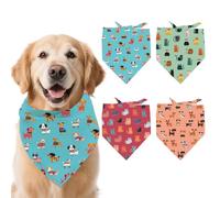 arricraft 4 Pcs Polyester Pet Bandanas, Dogs and Cats Pattern Dog Scarf Washable Triangle Fabric Pet Bandanas for Small Medium Large Cat and Dog Clothing Accessories 26.7x18.9 Inch