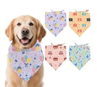 arricraft 4 Pcs Polyester Pet Bandanas, Happy Birthday Dog Scarf Washable Triangle Fabric Pet Bandanas for Small Medium Large Cat and Dog Clothing Accessories Birthday Party Decoration