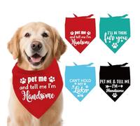 arricraft 4 Pcs Polyester Pet Bandanas, Pet Me and Tell Me I'm Handsome Dog Scarf Washable Triangle Fabric Bandanas for Small Medium Large Cat and Dog Clothing Accessories 26.7x18.9 Inch