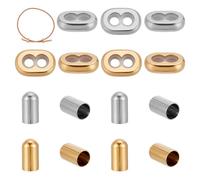 arricraft 4 Sets 2 Colors Stainless Steel Stopper Beads, Insert 2-Hole Metal Adjustable Slide Clasp Beads with Column End Caps for DIY Bracelet Necklace Jewellery Making Accessories