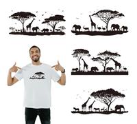 arricraft 4 Sheets Black Animal Silhouettes Iron on Sticker, Savannah Elephant Lion Silhouette Print Transfer Stickers Decals for DIY T-Shirt Jeans Backpacks Families Clothing Hat Decoration Applique