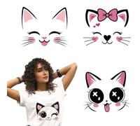 arricraft 4 Sheets Cat Face Iron on Stickers, Cat Face Expressions Pattern Print Transfer Stickers Decals for DIY T-Shirt Jeans Backpacks Families Clothing Hat Decoration Applique
