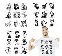 arricraft 4 Sheets Cats Theme Iron on Decals Patches, 4 Styles 90s Vintage Style Cute Cat Cowboy Kitten Iron on Stickers PET Washable Heat Transfer Stickers for T-Shirts Patches Bags Hats DIY Crafts