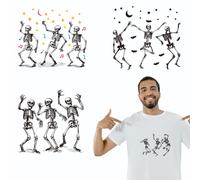 arricraft 4 Sheets Dancing Skeletons Cloth Iron on Stickers, Stars Moon Skeletons Gesture Heat Transfer Stickers Decals for DIY T-Shirt Jeans Backpacks Families Clothing Hat Decoration Applique