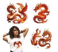 arricraft 4 Sheets Dragon and Phoenix Theme Iron on Stickers, Dragon and Phoenix Rising from The Ashes Print Transfer Stickers Decals for DIY T-Shirt Jeans Backpacks Clothing Hat Decoration Applique