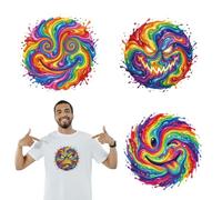 arricraft 4 Sheets Graffiti Face Iron on Stickers, Splashing Art Horror Joy Anger Print Transfer Stickers Decals for DIY T-Shirt Jeans Backpacks Families Clothing Hat Decoration Applique