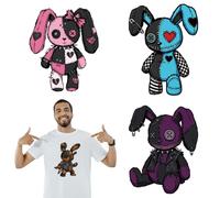 arricraft 4 Sheets Punk Cloth Rabbit Iron on Stickers, Sewn Patchwork Rabbit Doll Print Transfer Stickers Decals for DIY T-Shirt Jeans Backpacks Families Clothing Hat Decoration Applique