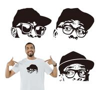 arricraft 4 Sheets Street Style Iron on Stickers, Black Hip-Hop Face Pattern Print Transfer Stickers Decals for DIY T-Shirt Jeans Backpacks Families Clothing Hat Decoration Applique