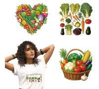 arricraft 4 Sheets Vegetable Theme Iron on Stickers, Colorful Various Vegetable Print Transfer Stickers Decals for DIY T-Shirt Jeans Backpacks Families Clothing Hat Decoration Applique