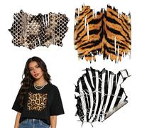 arricraft 4 Sheets Vintage Animal Print Theme Iron on Stickers, Leopard Tiger Zebra Snake Print Transfer Stickers Decals for DIY T-Shirt Jeans Backpacks Families Clothing Hat Decoration Applique