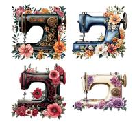 arricraft 4 Styles Sewing Machine Iron on Decals Patches, Wild Flowers and Rose Pattern Heat Transfer Stickers PET Washable Patches for DIY Clothes Hat Jeans Jacket Decor, 9.05 inch(23cm) Long