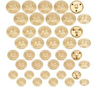 arricraft 40 Pcs 4 Sizes 3-Hole Brass Buttons, 15mm 18mm 23mm 25mm Metal Gold Blazer Buttons Set for Suit Coat Uniform Jacket Blazer Clothes Summer Decoration Craft Hand Making