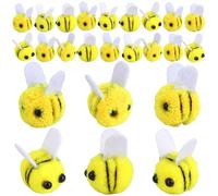 arricraft 40 Pcs Mini Wool Felt Bees for Crafts, Cute Yellow Pom Pom Bees Small Bee with Sticker for Decorations Party Supplies and Costume DIY