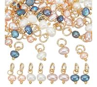 arricraft 48 Pcs Polished Baroque Pearl Charms, 4 Colors Freshwater Pearls Bead Pendants with Jump Ring Irregular Pearl Charms for DIY Earrings Bracelet Necklace Jewelry Making, 14mm Long
