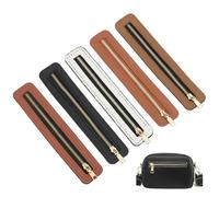 arricraft 5 Pcs 5 Colors PU Leather Zipper, Rectangle Gold Plated Alloy Zipper with PU Leather Trim Bulk for DIY Crochet Purse Sewing Jeans Craft Accessories