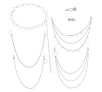 arricraft 5 Pcs Multi-Layer Hip Hop Jeans Belt Wallet Chain with 2 Pcs Alloy Alligator, Multilayer Hollowed-out Pendant Street Dancing Waist Chain for Jean Skirt Dress Pocket Clothing Decor