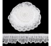 arricraft 5 Yards White 3-Layer Pleated Lace Edge Trim, 3.46inch Wide Organza Lace Pleated Edge Ribbon Mesh Chiffon Ruffle Trim for Sewing Edging Trimming Curtain Blanket Clothing Home Decor