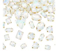 arricraft 50 Pcs White Sew on Rhinestone, Mixed Shapes Glass Sewing Stones Flatback Crystal Gems with Claw for DIY Crafts Jewelry Making Dresses Clothing Shoes Bag Sewing Decorations