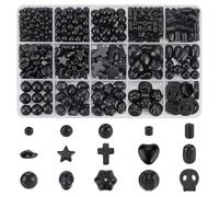 arricraft 524 Pcs Halloween Skull Beads Kit, Natural Obsidian Synthetic Turquoise Black Stone Skull Cross Star Loose Spacers Beads for Jewelry Making Bracelets Necklaces DIY Crafts