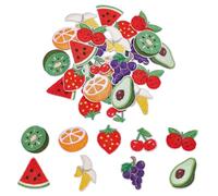 arricraft 54 Pcs Fruit Iron on Patches, Banana Cherrie Avocado Watermelon Strawberry Grape Lychee Orange Kiwi Embroidered Appliques for Clothing DIY Accessories Clothes Decoration Patches
