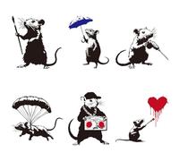 arricraft 6 Pcs Banksy-Themed Iron on Decals Patches, Graffiti Rat Iron on Stickers Animal Theme Heat Transfer Stickers Plastic Washable Patches for DIY Clothes Decor Backpacks Cover