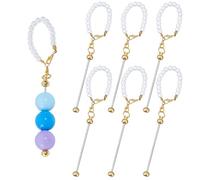 arricraft 6 Pcs Beadable Cup Charms Accessories, White Glass Pearl Cup Handle Charms with Golden Pendants Stuff Decor for 30 40 oz Water Bottle Jewelry Making Blank Beaded