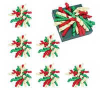 arricraft 6 Pcs Christmas Bow for Presents, Colorful Self Adhesive Curly Ribbon Bows with Twist Ties Candy Cane Bows for Christmas Party Decor Crafts Gift Wrapping