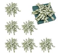 arricraft 6 Pcs Christmas Bow for Presents, Dark Sea Green Self Adhesive Curly Ribbon Bows with Twist Ties Candy Cane Bows for Christmas Party Decor Crafts Gift Wrapping