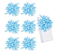 arricraft 6 Pcs Christmas Bow for Presents, Deep Sky Blue Self Adhesive Curly Ribbon Bows with Twist Ties Candy Cane Bows for Christmas Party Decor Crafts Gift Wrapping