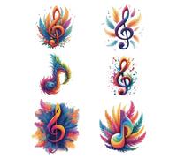 arricraft 6 Pcs Iron on Decals Patches, 6 Sizes Colorful Musical Notes Iron on Stickers Plants Feathers Heat Transfer Stickers Plastic Washable Patches for Clothes Decor Backpacks Cover