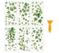 arricraft 6 Pcs Spring Vine Leaves Rub on Transfers for Crafts,6 Styles Leaves Butterflies Birds Decals PVC Stickers Rub on Decals for Home Window Furniture Wood DIY Craft